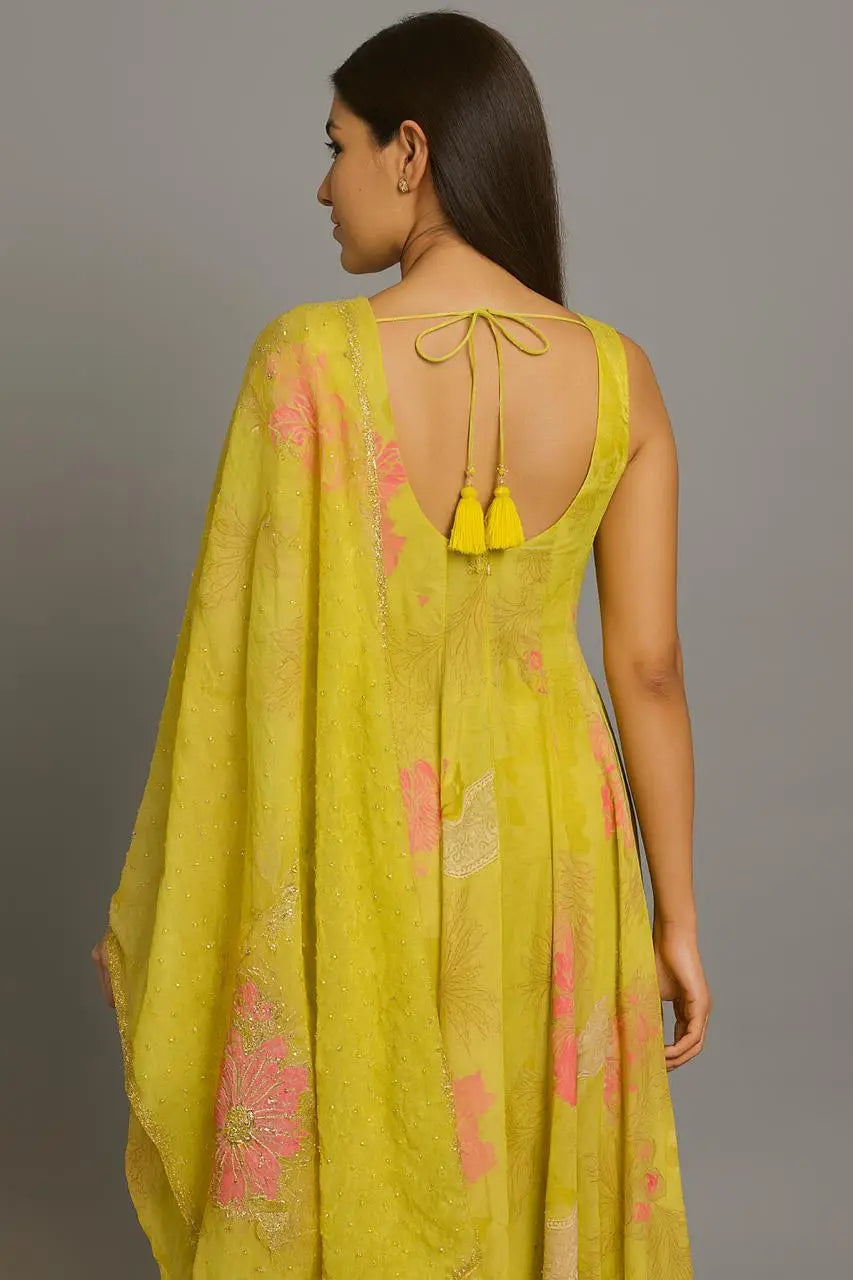 yellow anarkali suit