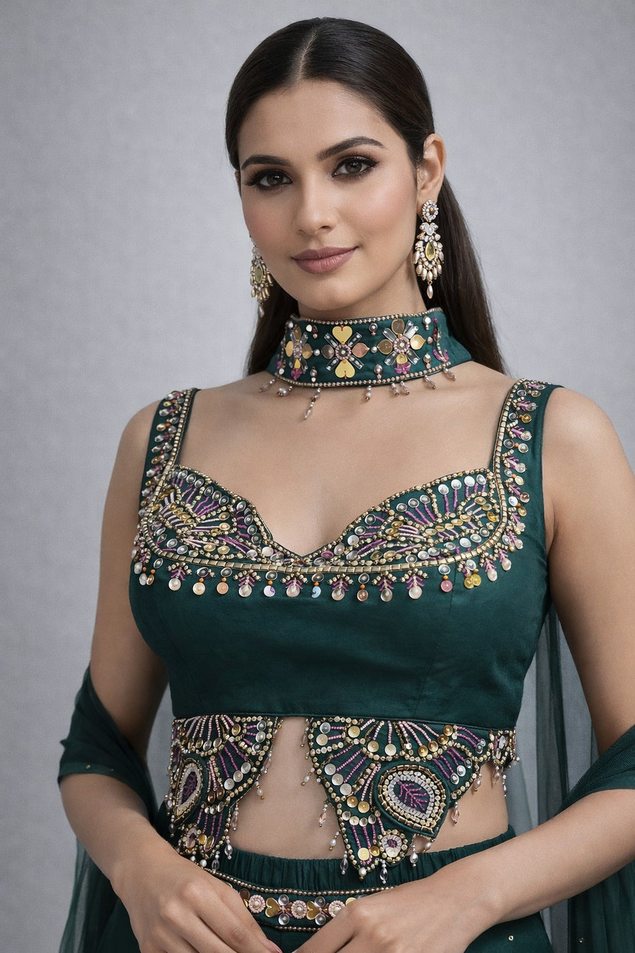 Emerald Embroidered Sharara Set with Dupatta