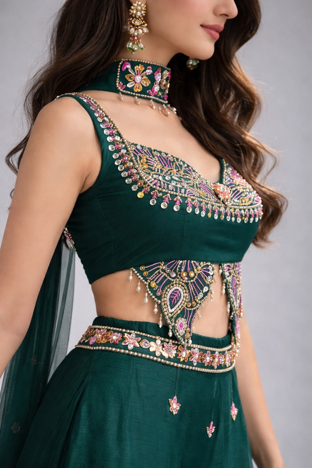Emerald Embroidered Sharara Set with Dupatta