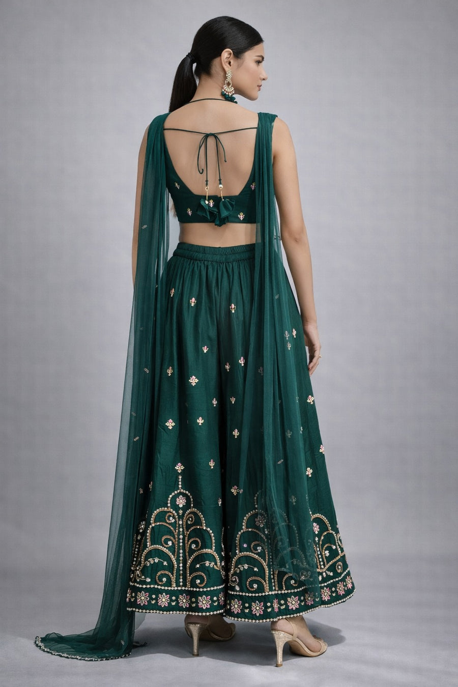 Emerald Embroidered Sharara Set with Dupatta