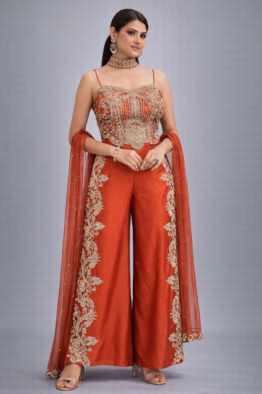 Embroidered Sharara Set with Dupatta
