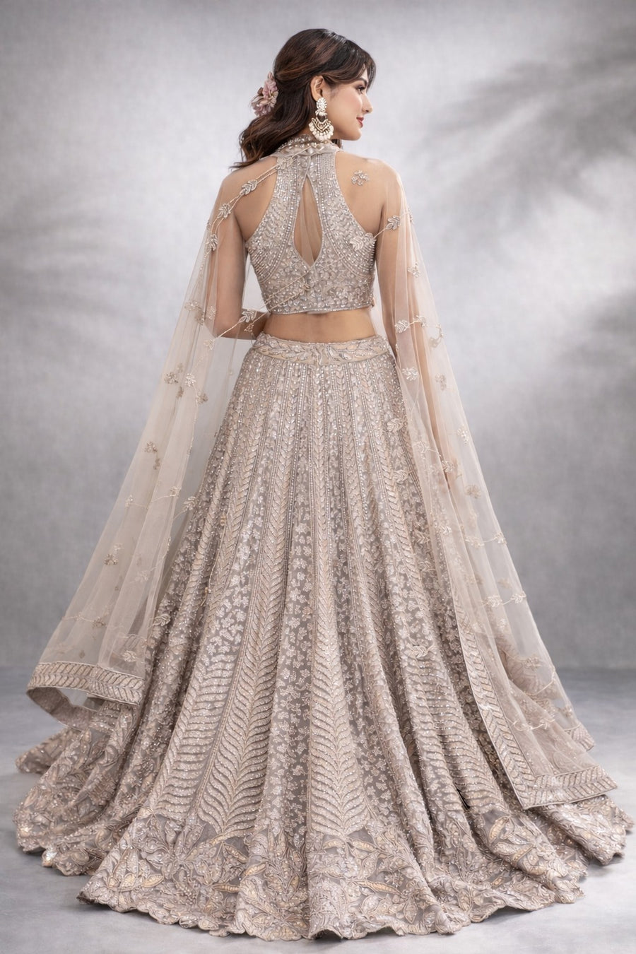 Champagne Glamour Embroidered Lehenga Set