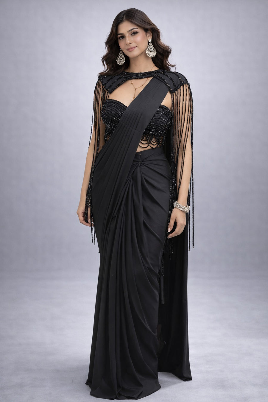 Black drape saree