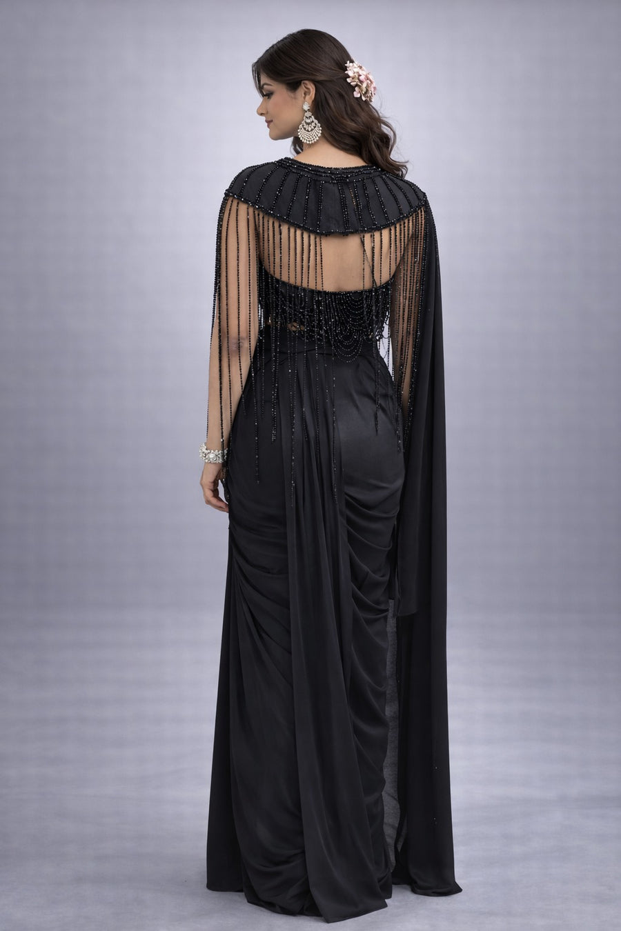 Black drape saree
