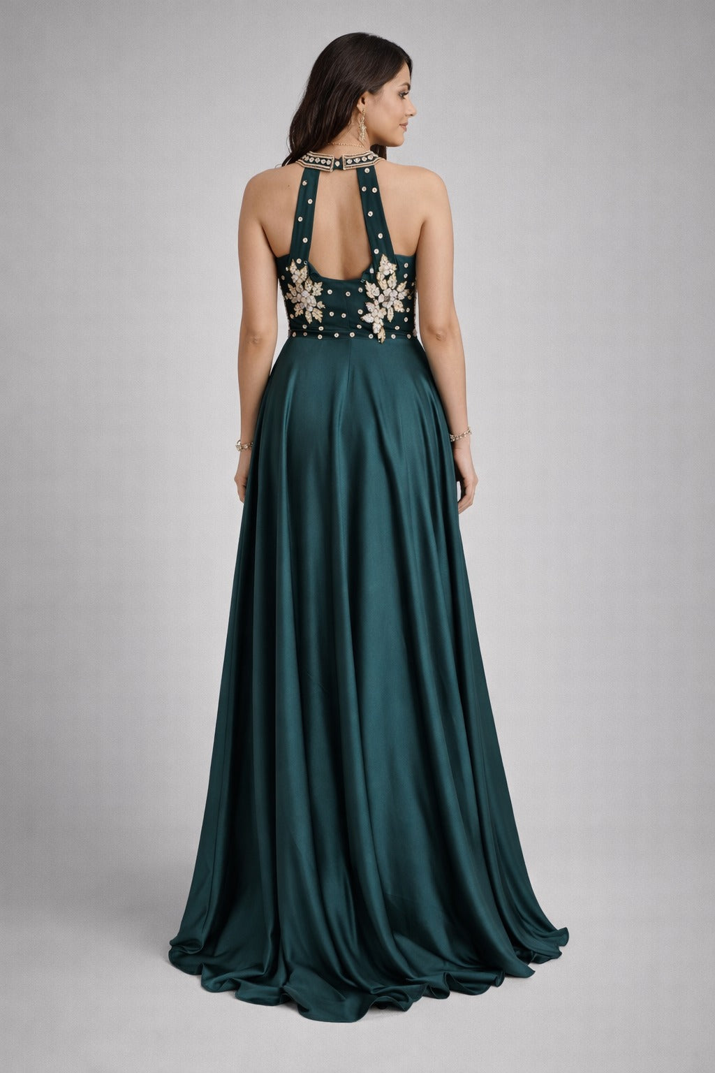Bottle green anarkali 