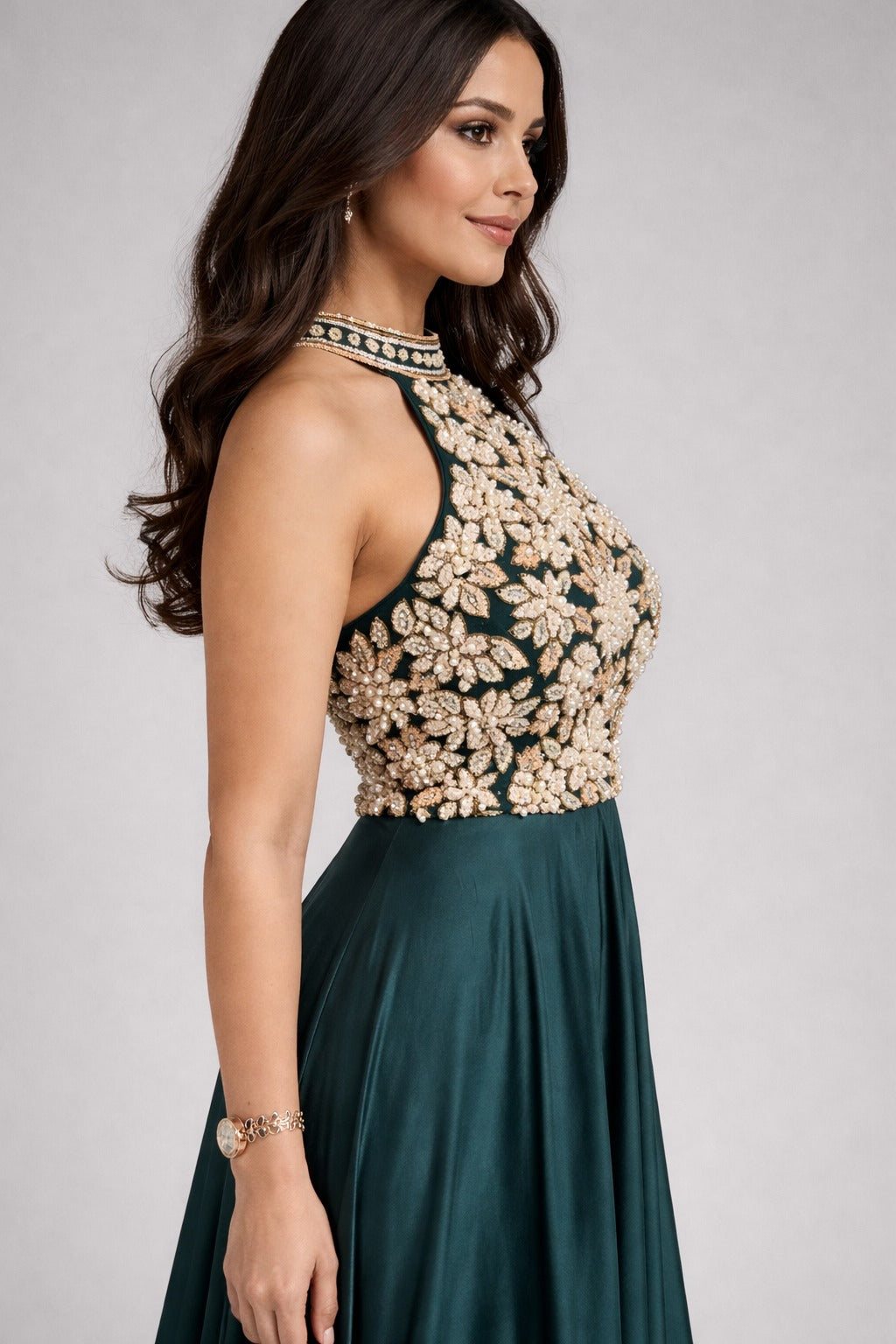 Bottle green anarkali 