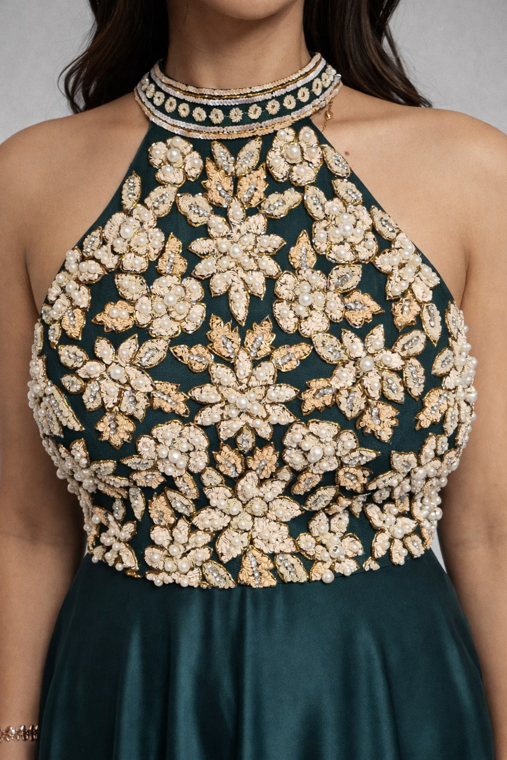 Bottle green anarkali 