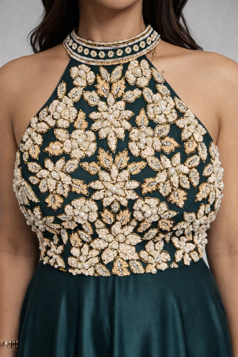 Bottle green anarkali 