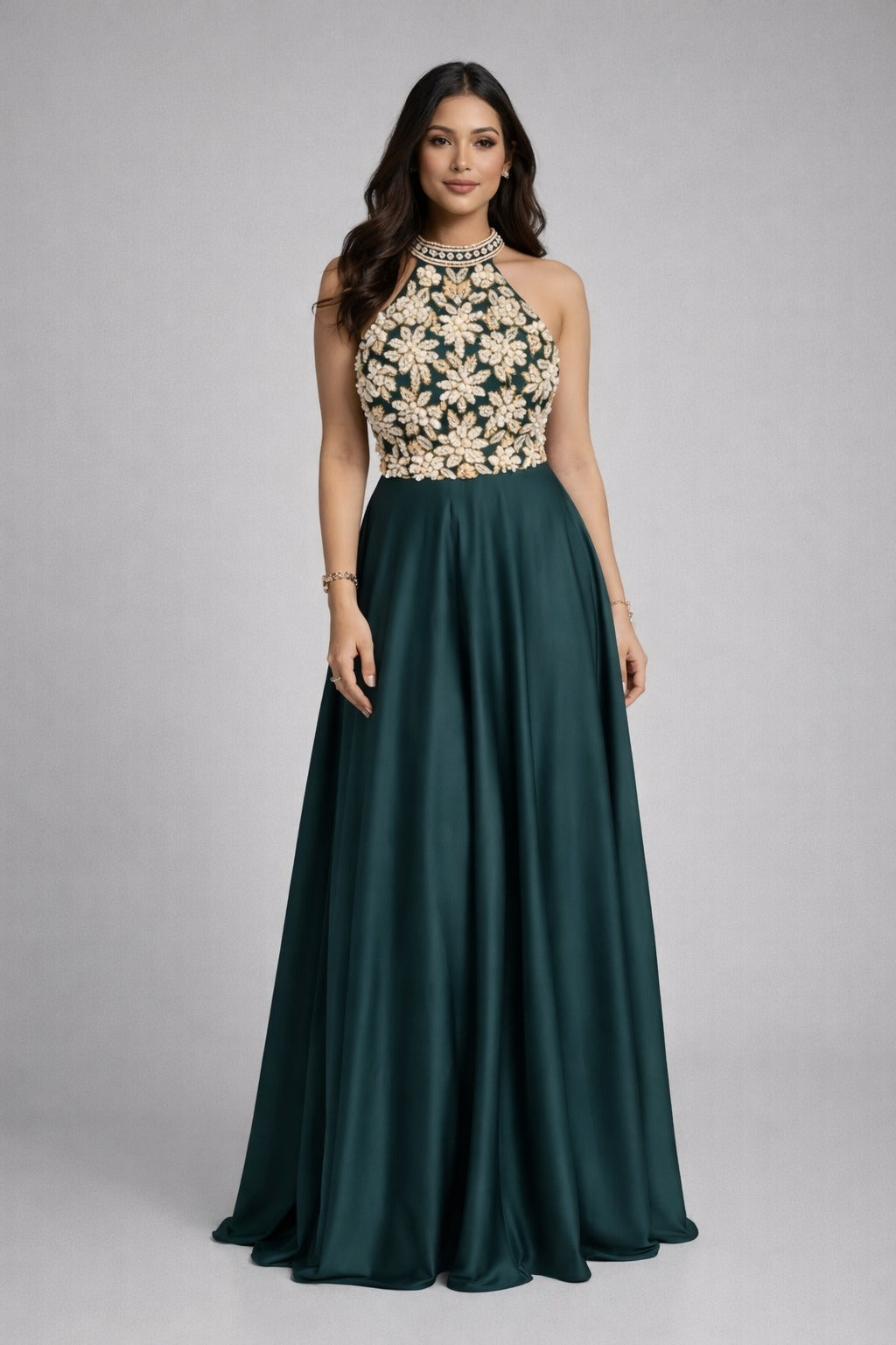 Bottle green anarkali 