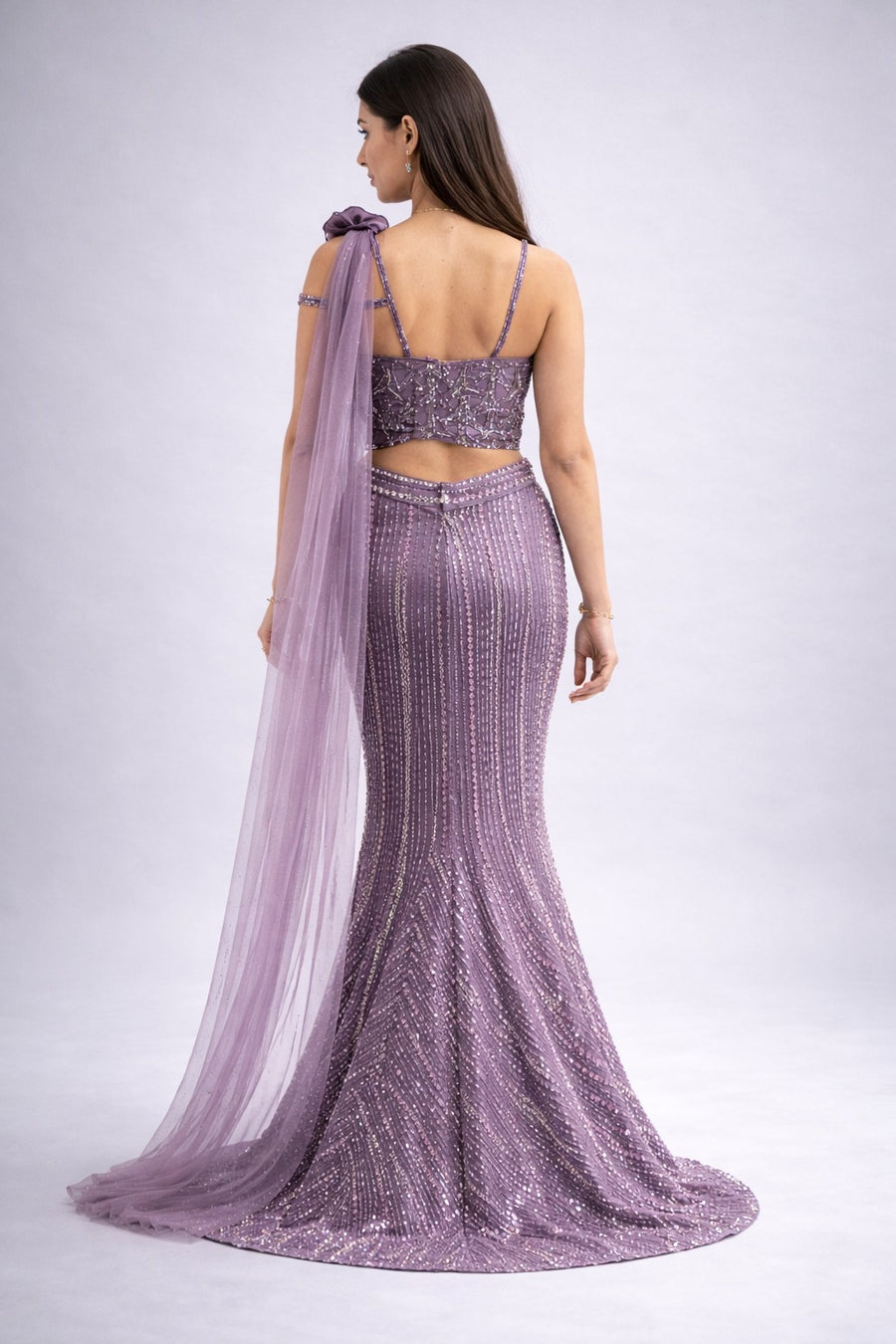 Lavender lehanga back profile
