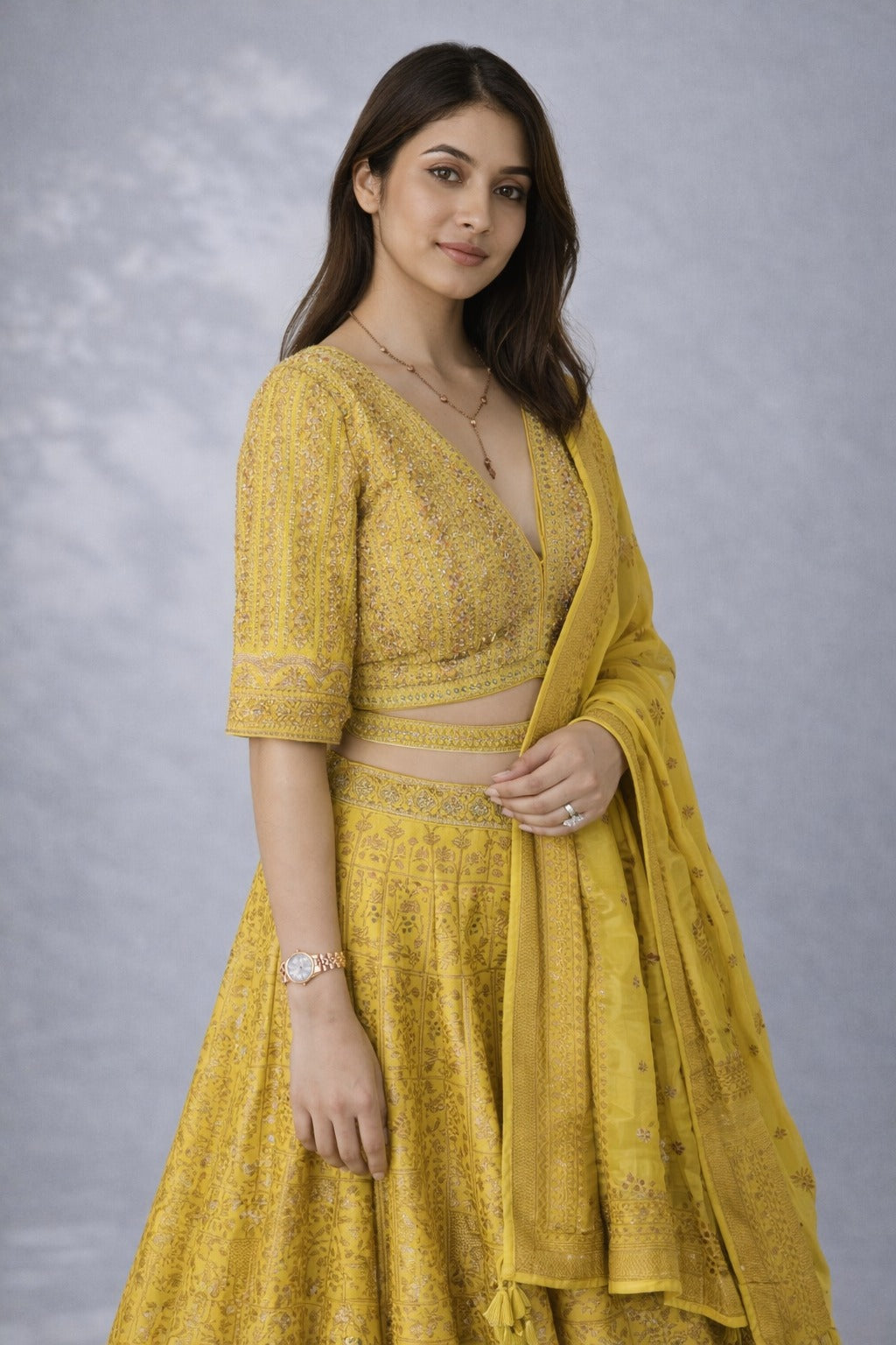 Mustard yellow lehanga