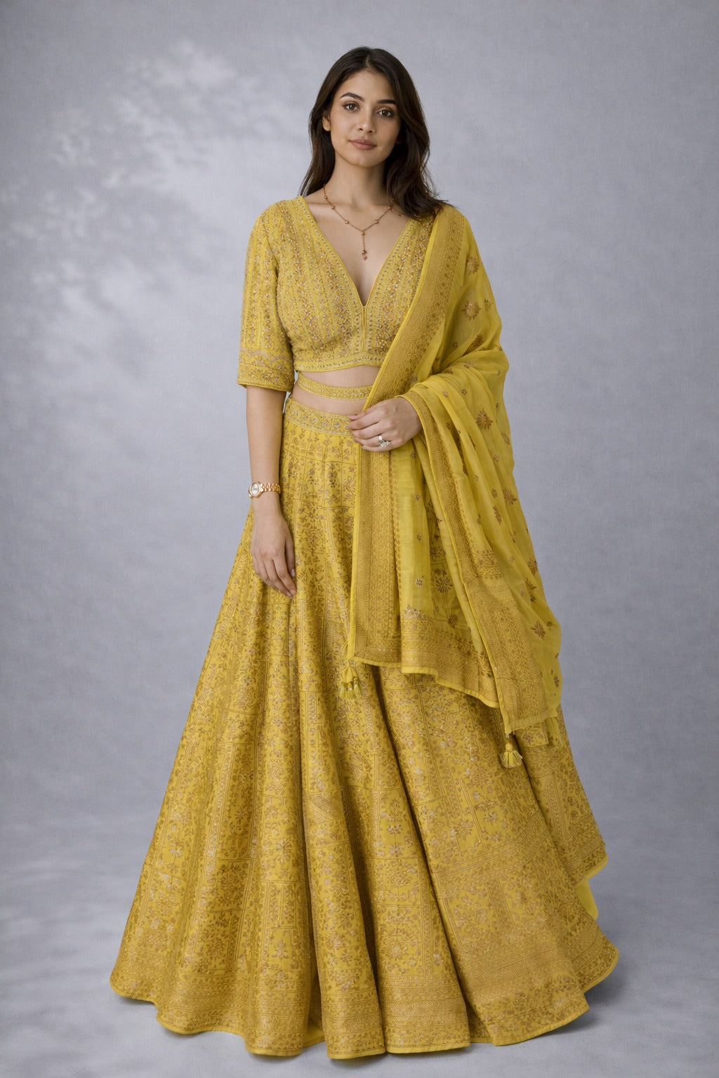 Mustard yellow lehanga