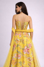 floral yellow lehanga