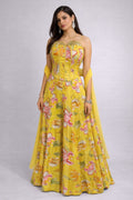 floral yellow lehanga