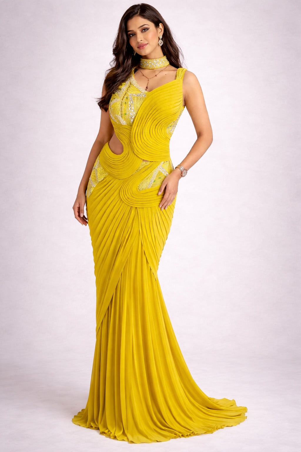 mustard yellow mermaid gown