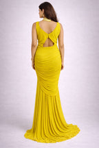 mustard yellow mermaid gown