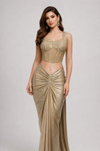 gold evening gown