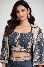 Embroidered Dhoti Set with Jacket