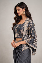 Embroidered Dhoti Set with Jacket