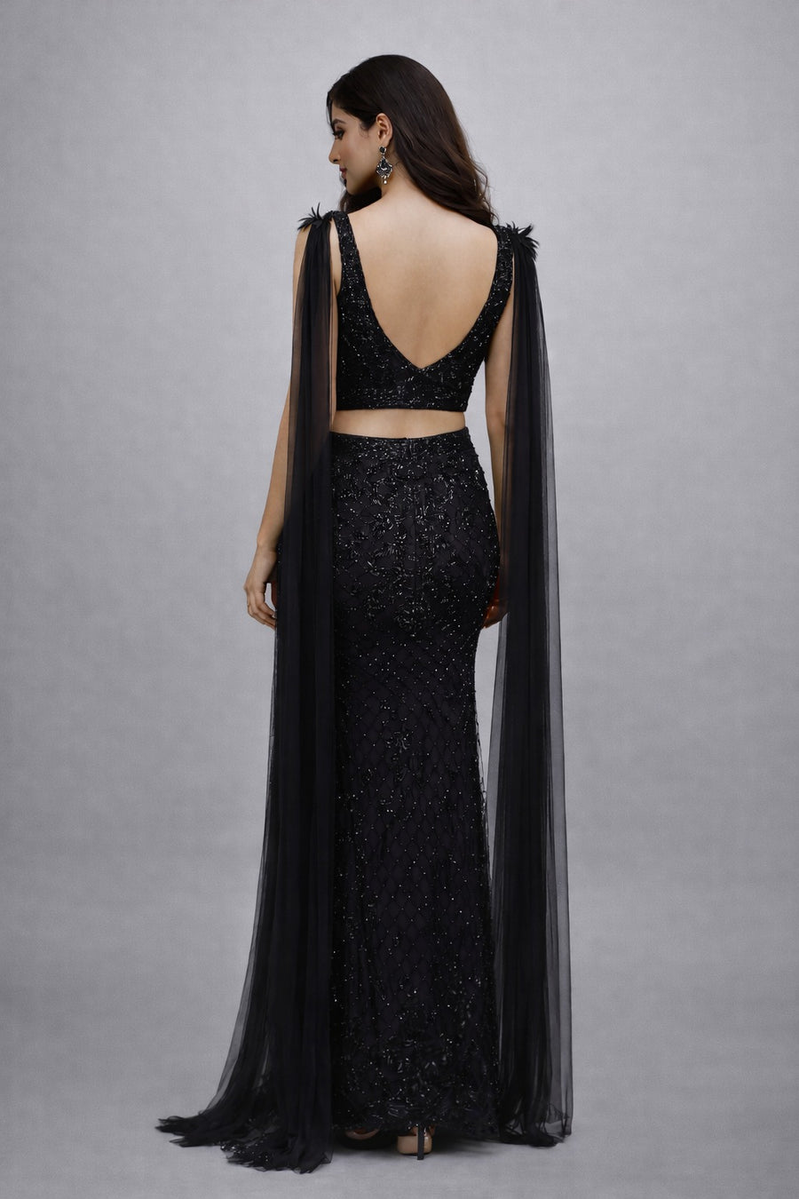 Midnight Glam Fish Cut Lehenga Set