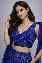 Blue Glam Fish Cut Lehenga Set