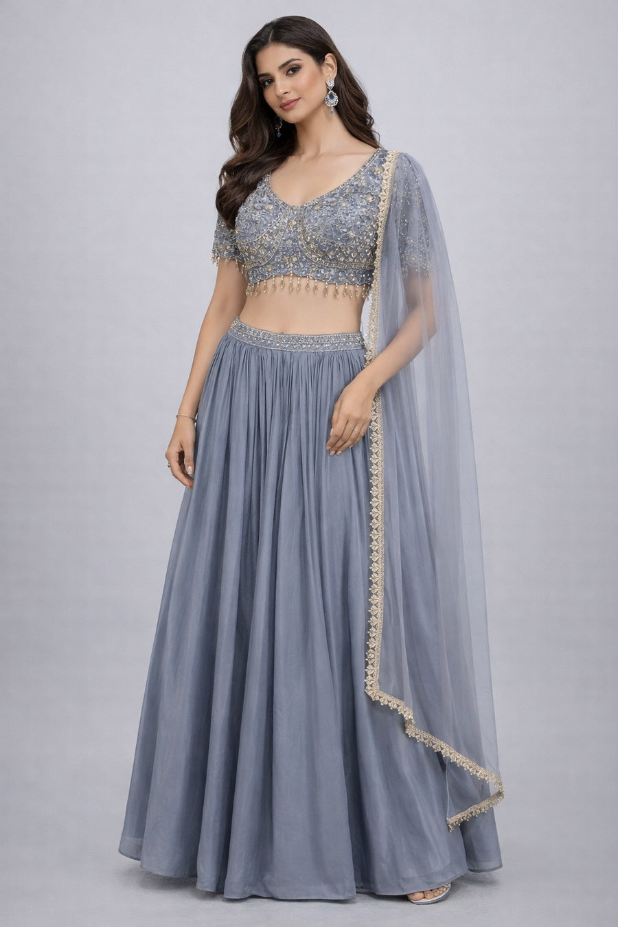 gray traditional outfit