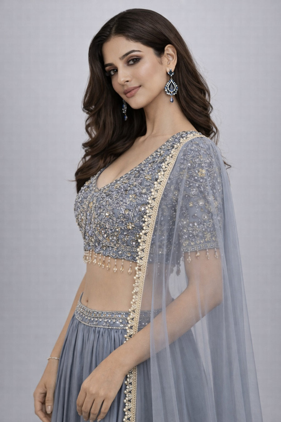 gray traditional outfit