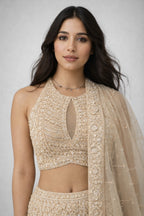 white ivory fish cut lehanga