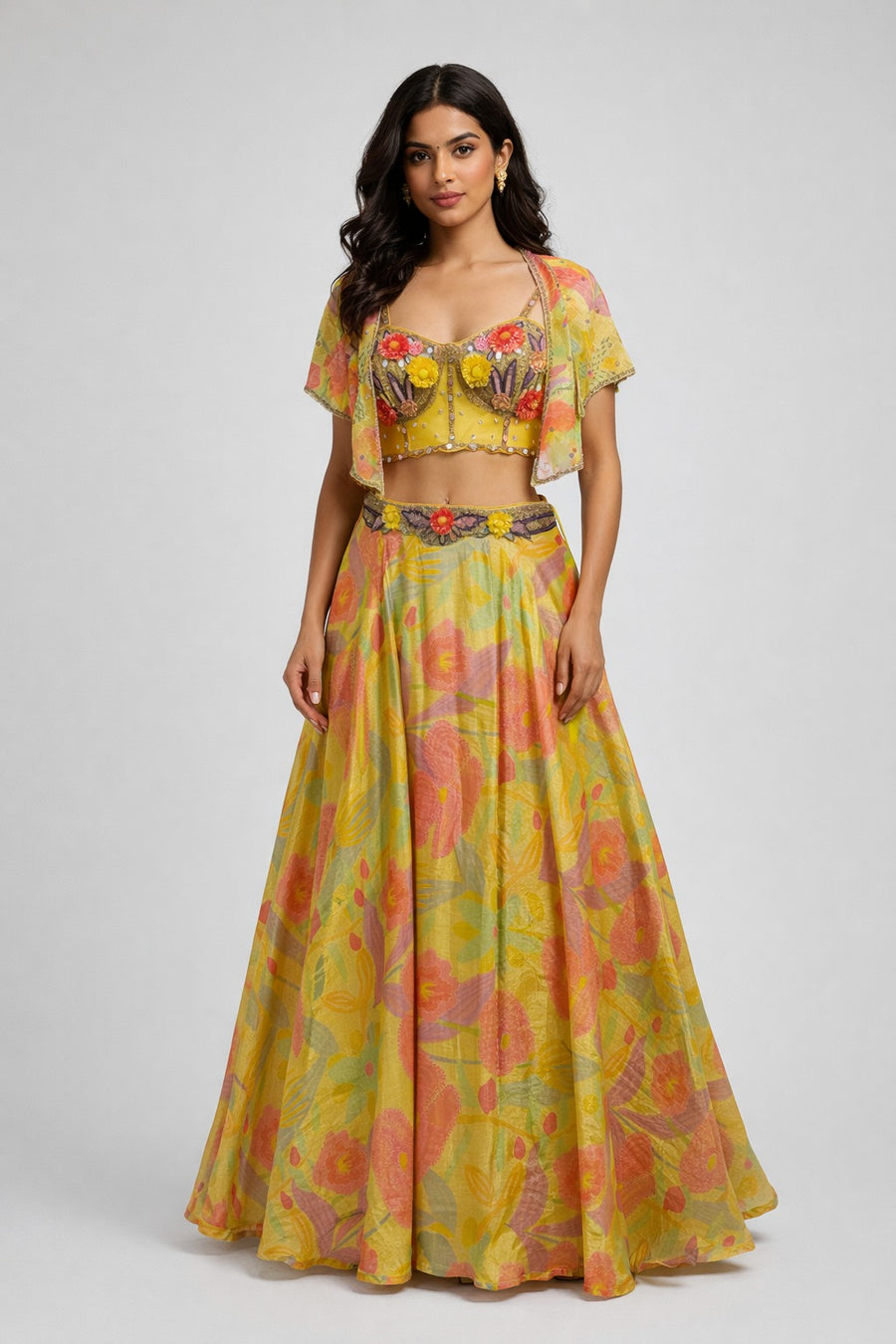 Mustard yellow lehanga