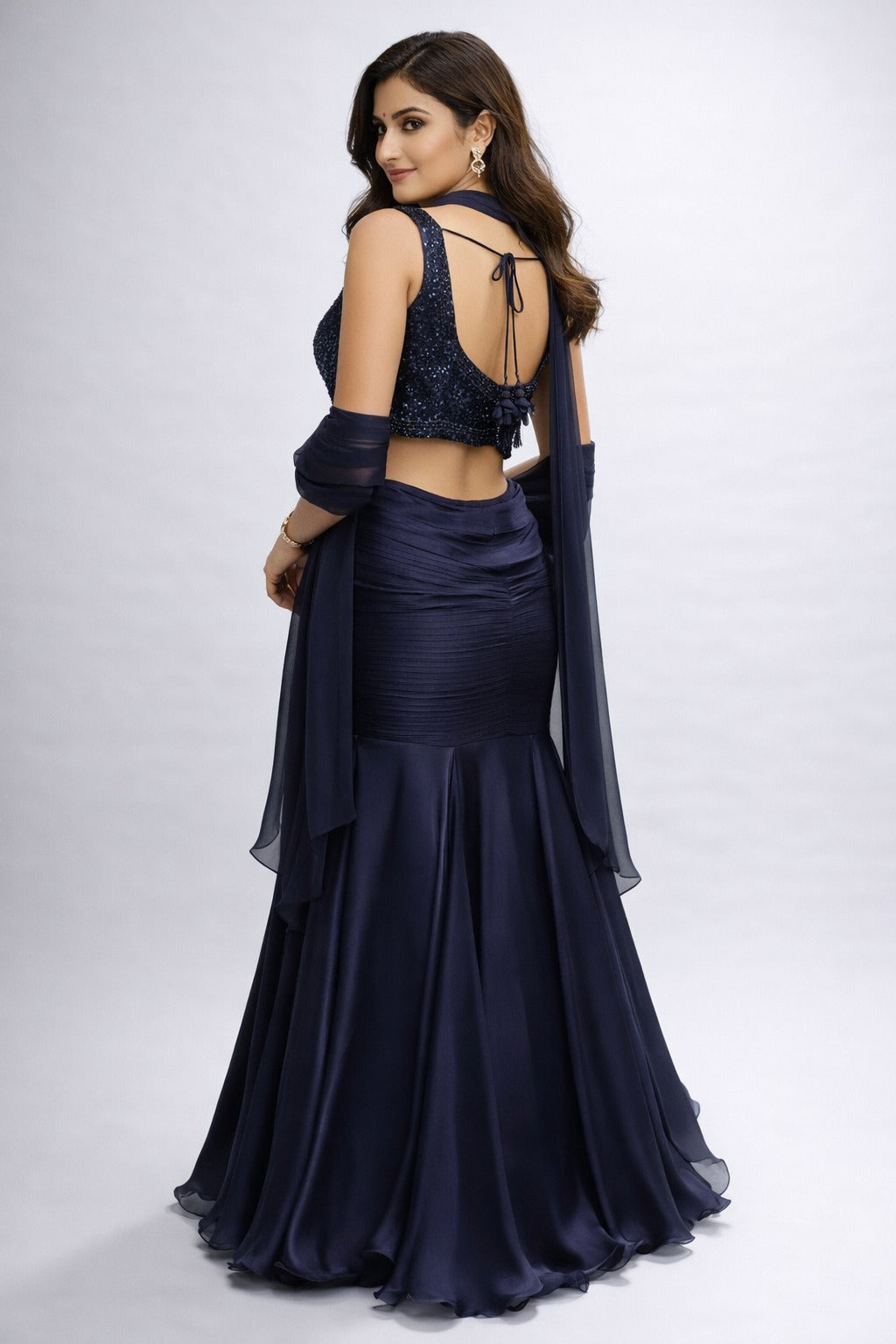 dark blue lehenga