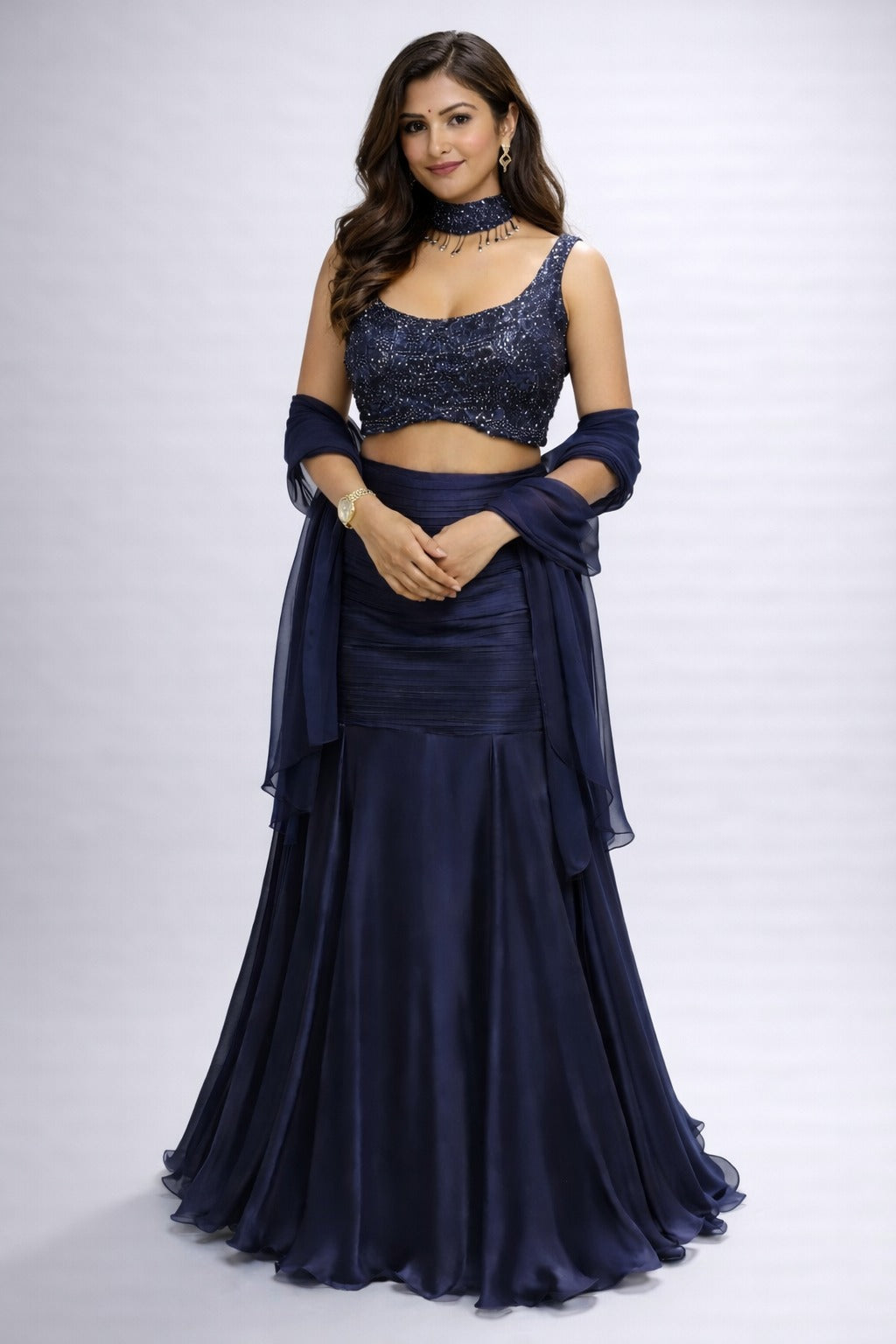 dark blue lehenga