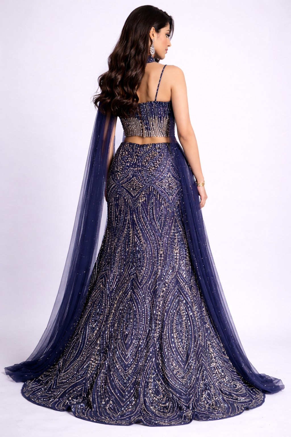 navy blue lehanga