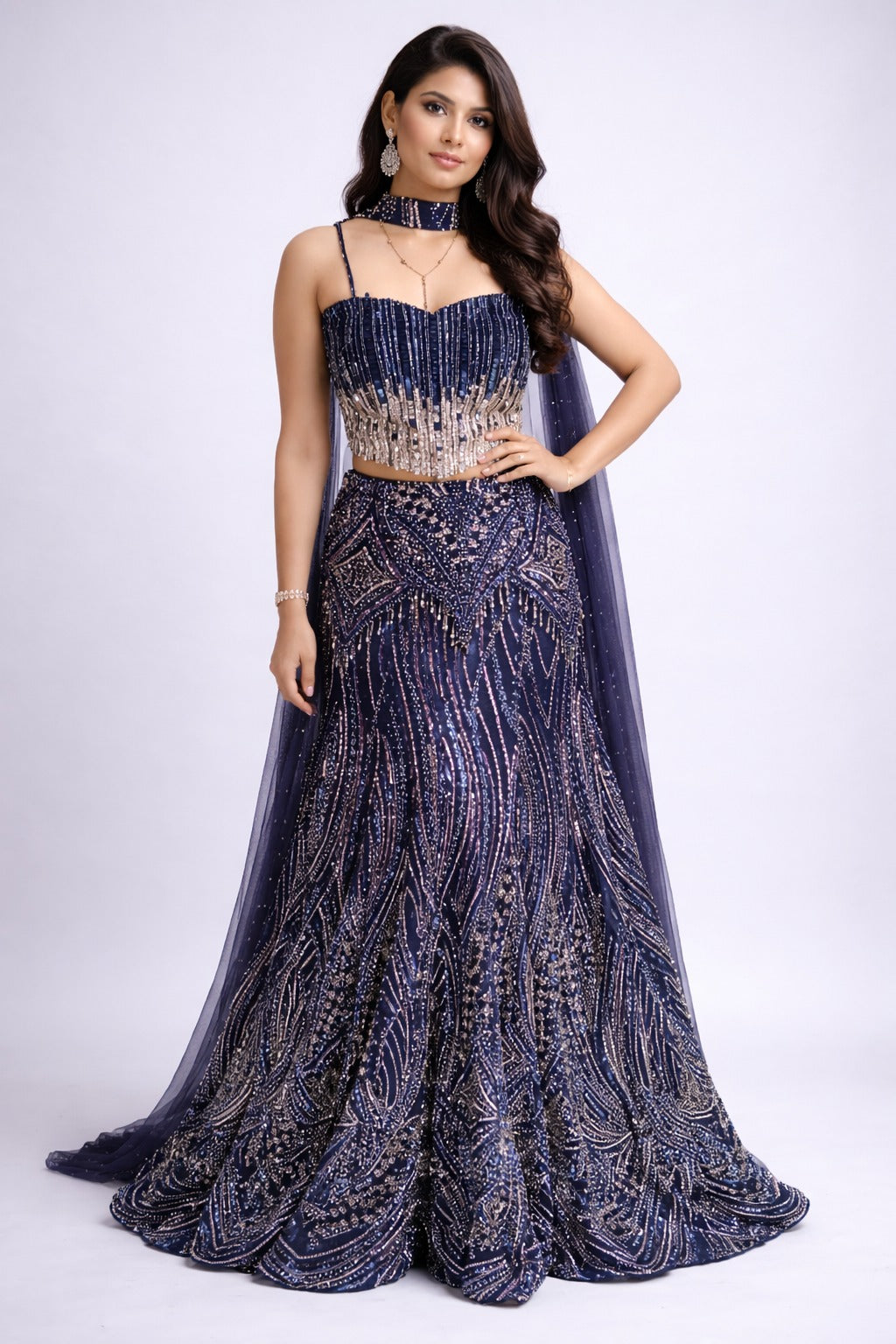 navy blue lehanga