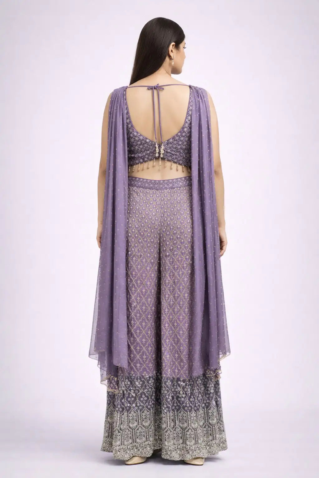 purple embroidered sharara