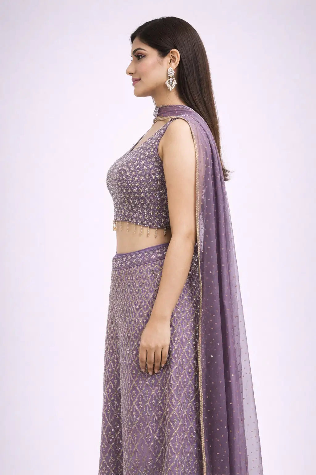 purple embroidered sharara