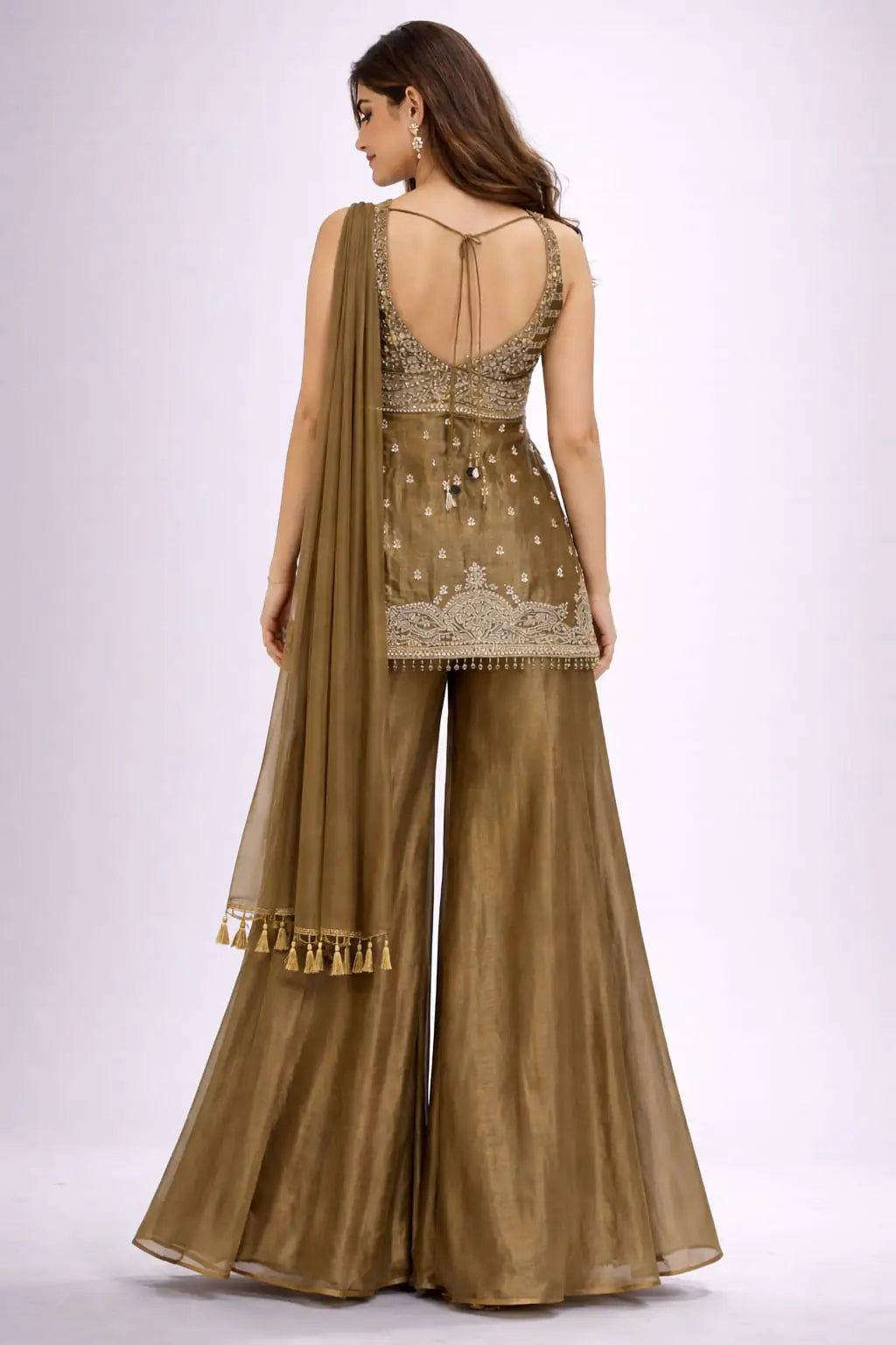 brown sharara suit