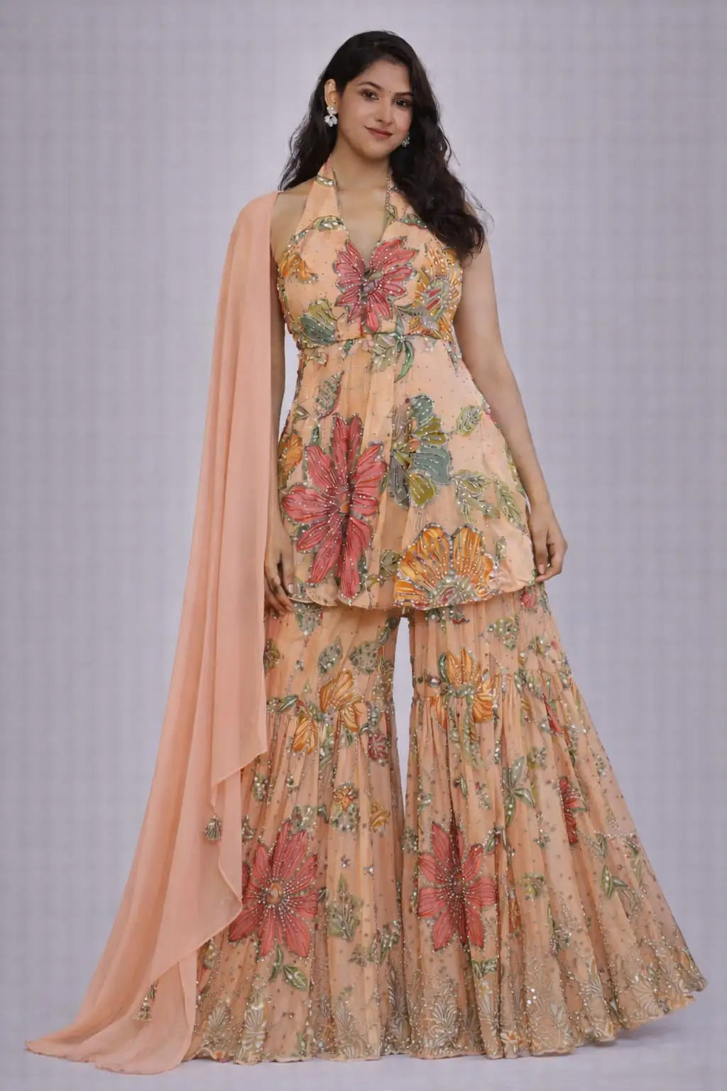 floral two-piece sharara set