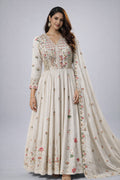 white anarkali suit