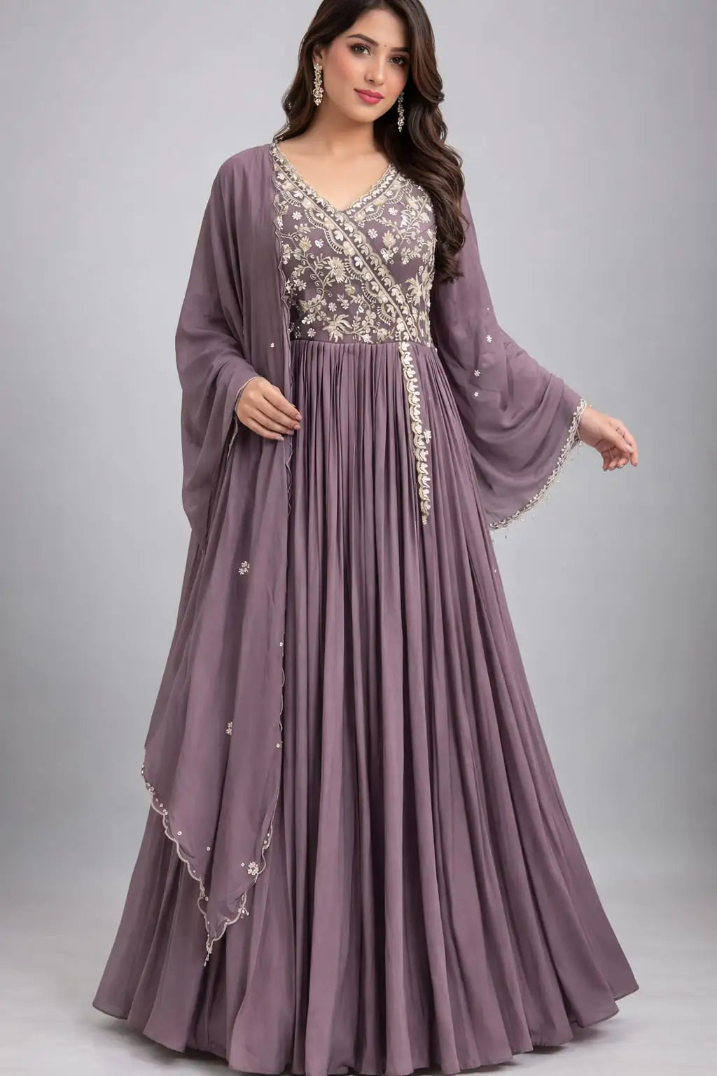coffee anarkali suit