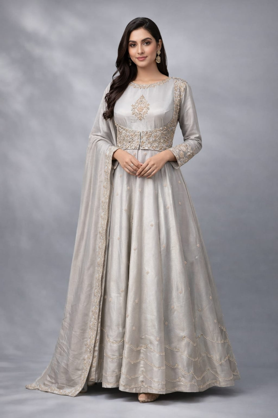 sky anarkali suit