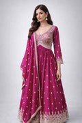 pink traditional anarkali suit