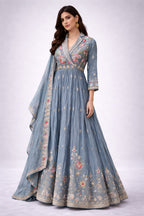 blue anarkali suit
