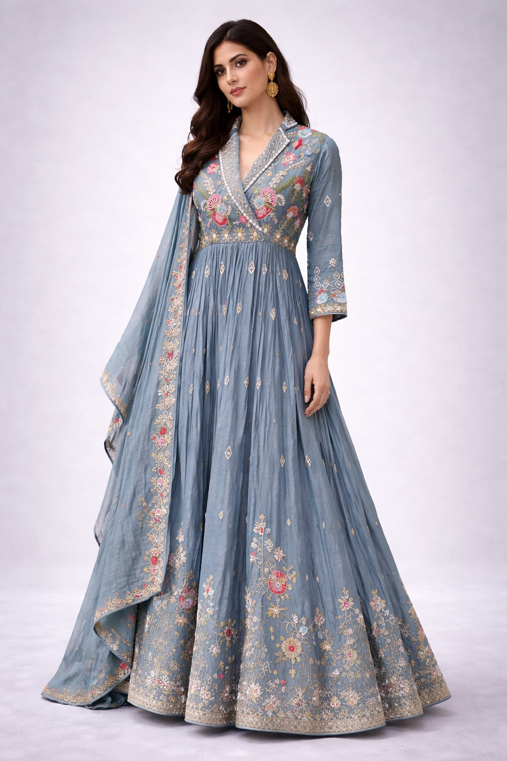 blue anarkali suit