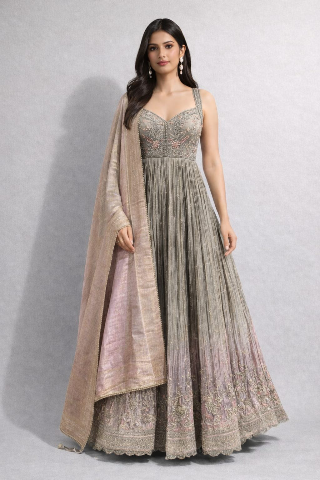 Grey Anarkali Suit