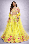 bright yellow embroidered lehenga