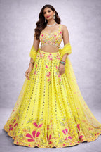 bright yellow embroidered lehenga