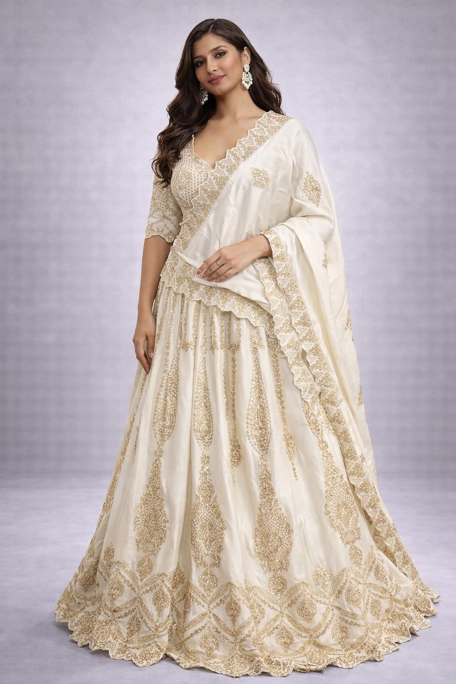 beige lehenga set