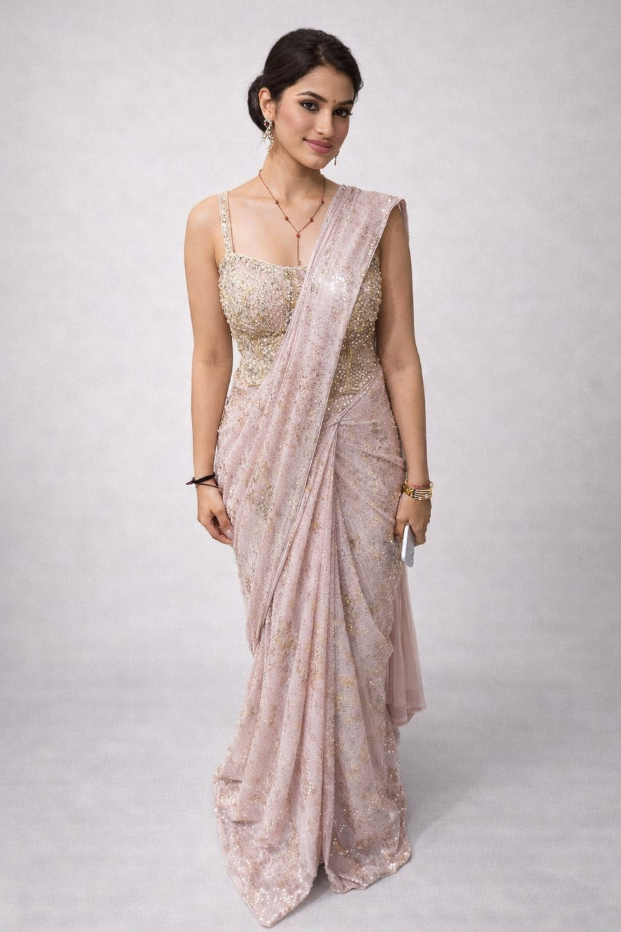 lavender drape saree