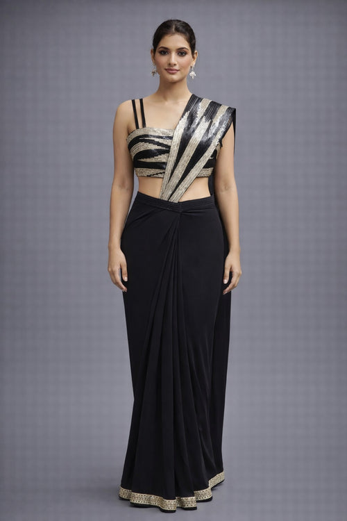 black drape saree