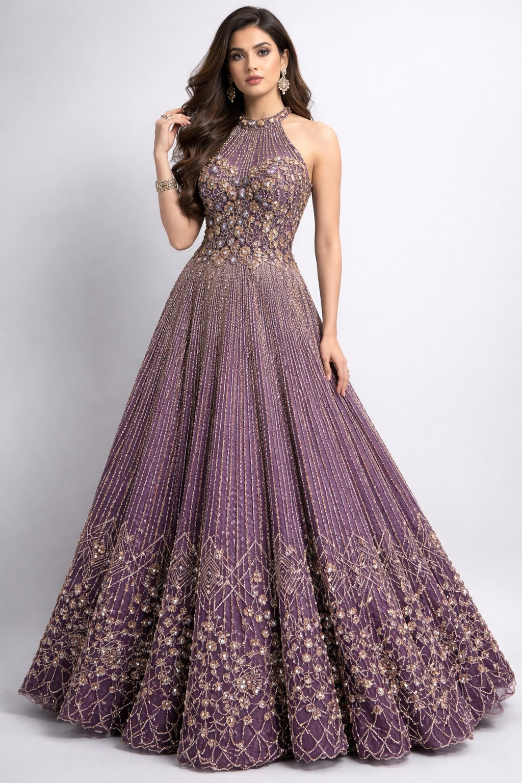 violet gown